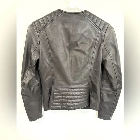 Vince Black Moto Leather Jacket Size XXS EUC - Picture 3 of 5